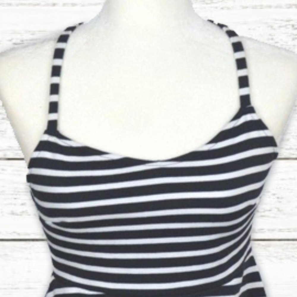 2/$15 Old Navy Black/White Striped Skater Dress - Picture 2 of 4
